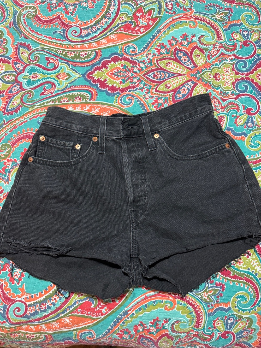 Levi's Black High-Rise Cutoff Jean Shorts